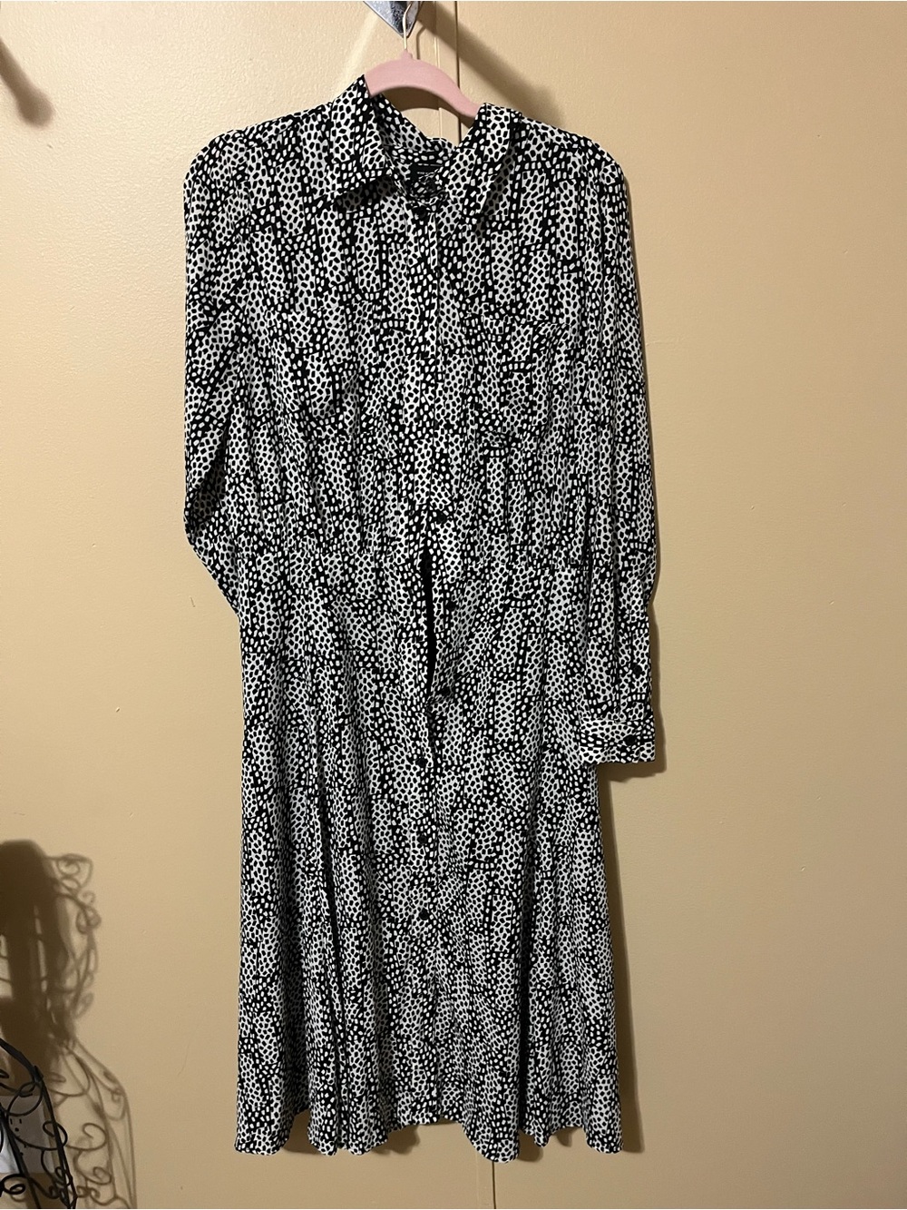 Who What Wear Black and White Polka Midi Dress